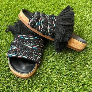 NWOB Chloe Kerenn Woven Leather Fringe Sandal Slide